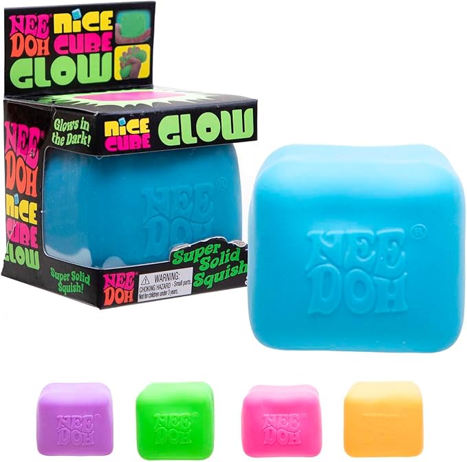 NeeDoh Glow Nice Cube – genuine NeeDoh squishy fidget toy by Schylling, sold in Singapore